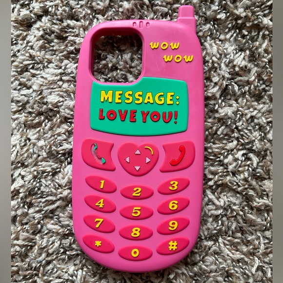 iPhone 13 Pro Max Kawaii Phone Case 3D Silicone Cute Retro Pink Phone - Picture 1 of 5